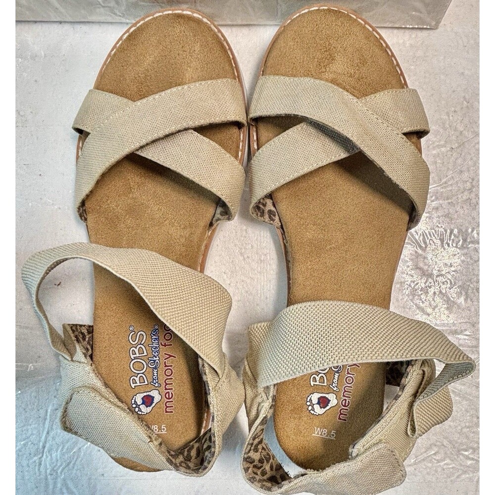 BOBS Foam Sketchers  Desert Kiss Memory Foam Sandals Beige Size 8.5